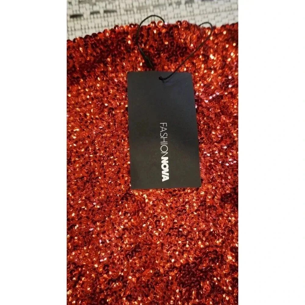 NWT Fashion Nova RED "My Valentine" Christmas/ NYE/ Holiday Sequin Mini Dress, S - Picture 9 of 12